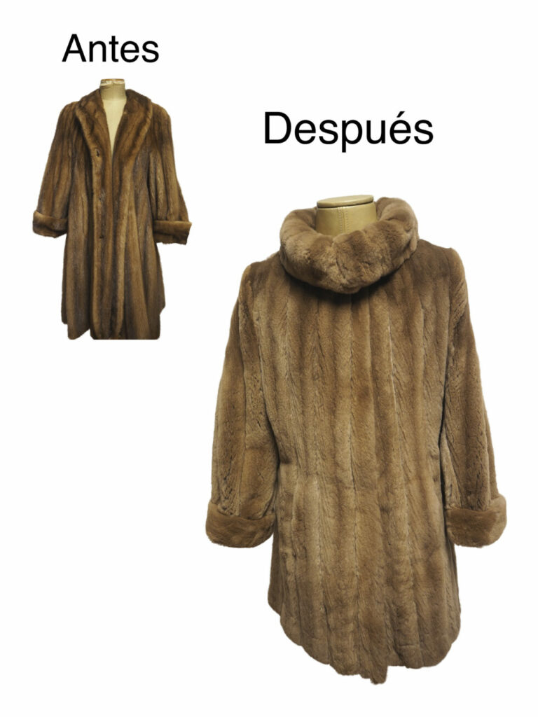 Abrigo de visón transformado en chaquetón despinzado y reversible