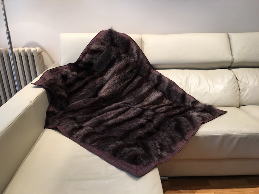 Manta de marmota sobre sofá